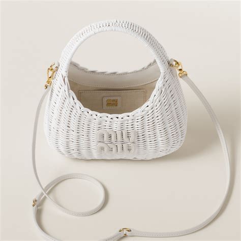 White Wander Wicker Hobo Bag 